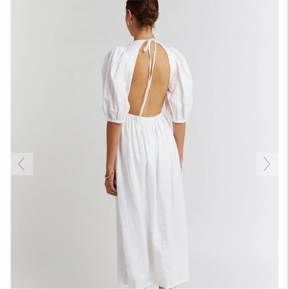 DISSH CLAUDIA WHITE BACKLESS LINEN DRESS - Picture 3 of 9